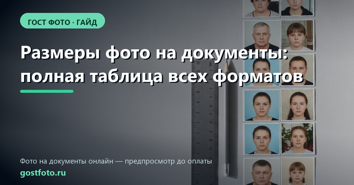Размеры фото на документы: полная таблица всех форматов