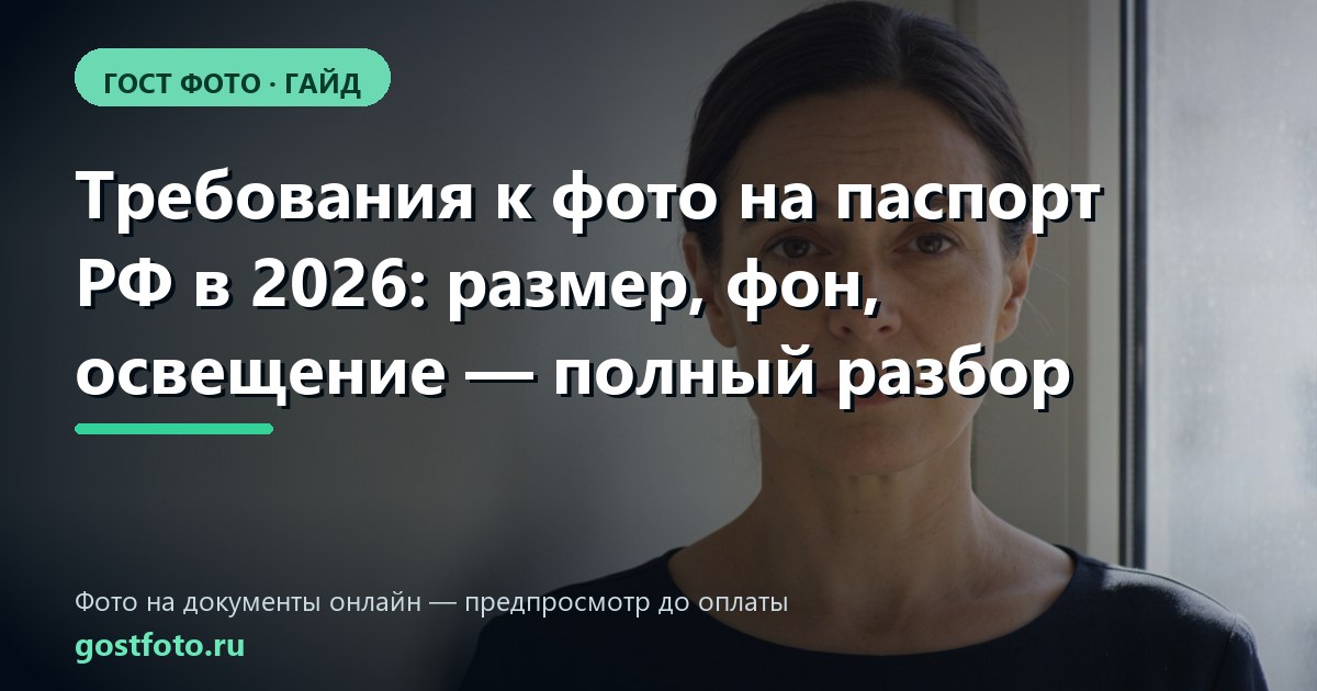 Требования к фото на паспорт РФ в 2026: размер, фон, освещение — полный разбор
